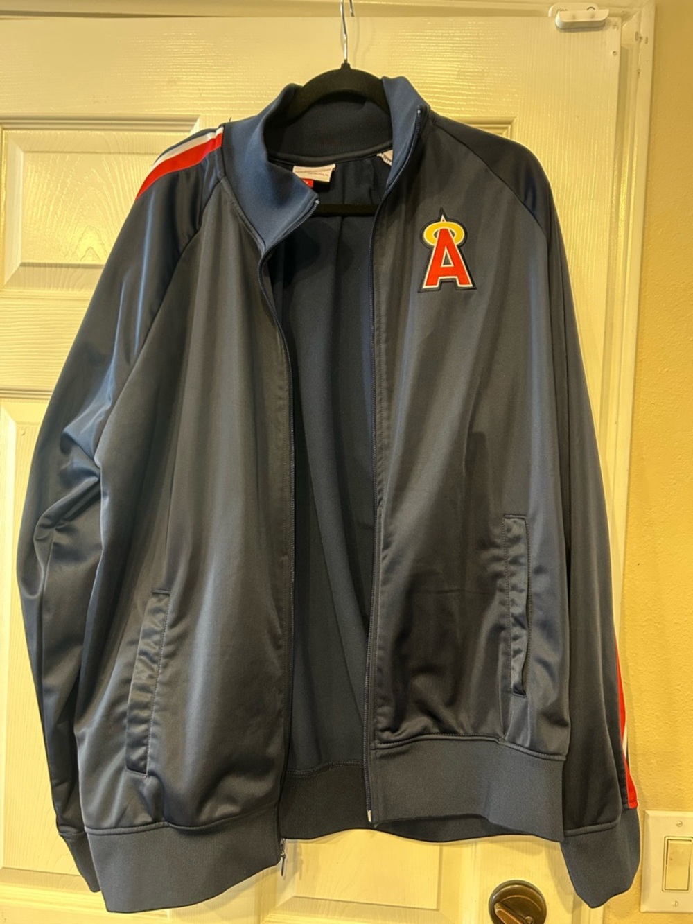 Nostalgia Navy Blue Bomber Jacket with Red Trim & 'A' Patch